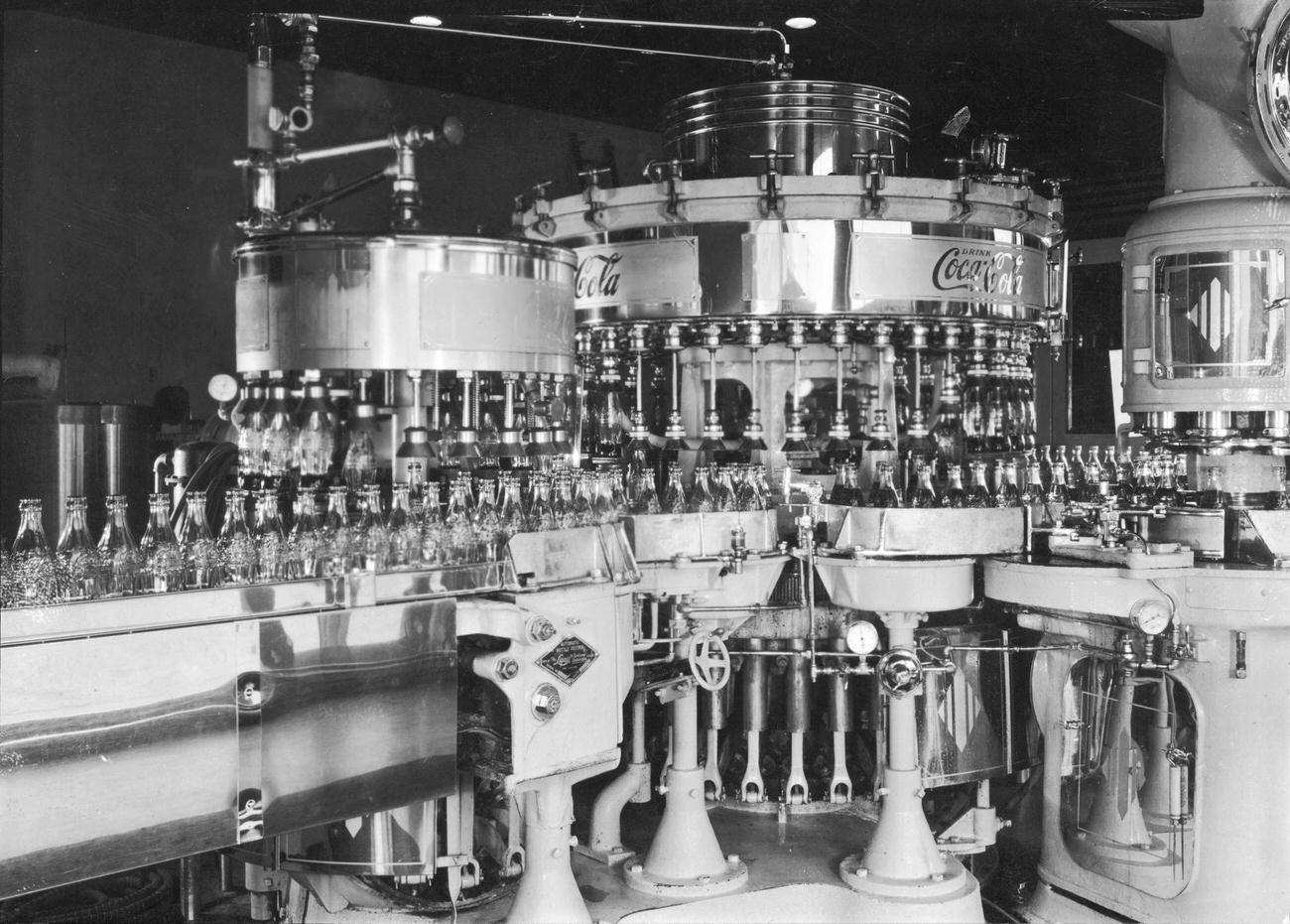 A Coca-Cola bottling plant, circa 1950.