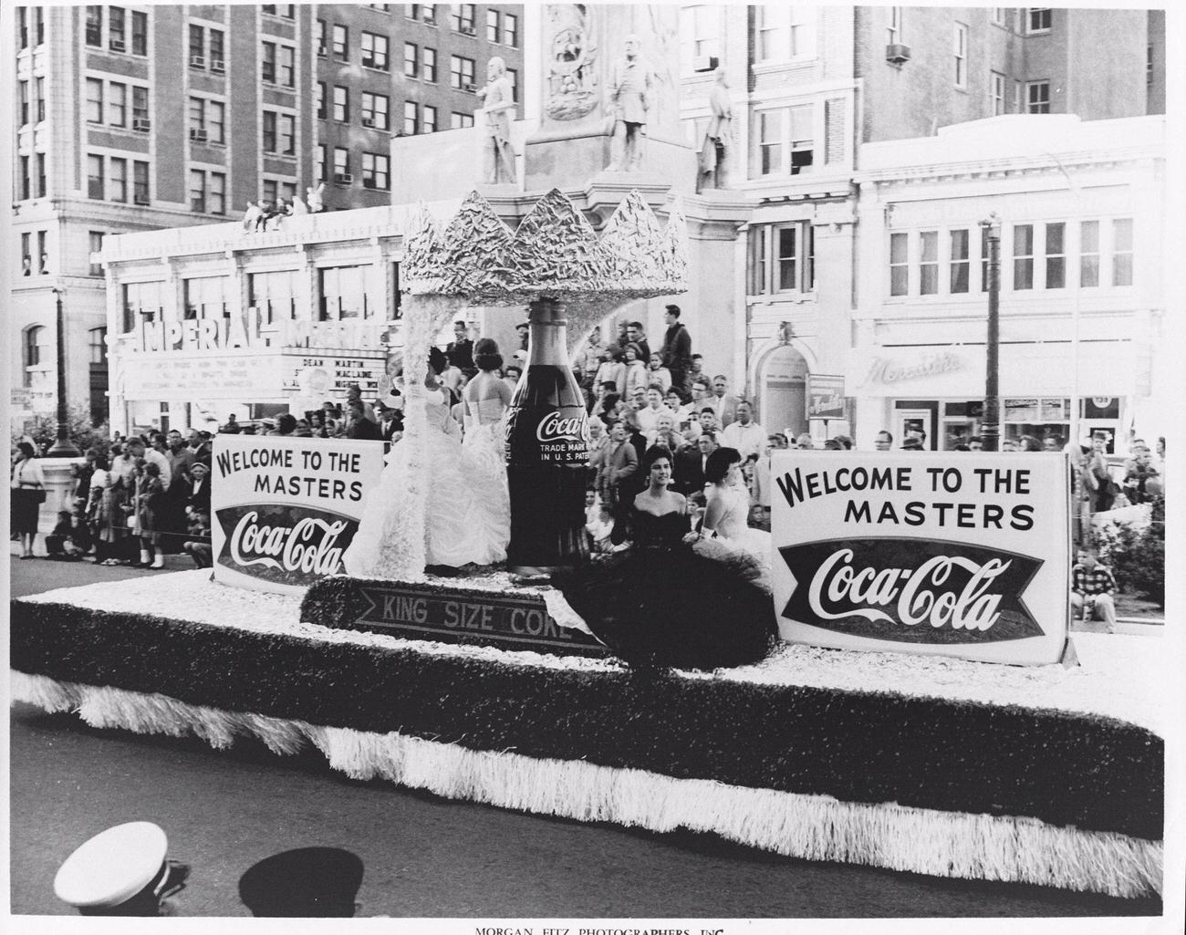 Coca-Cola float at the Masters Parade, Augusta National Golf Club, Augusta, Georgia, 1950s.