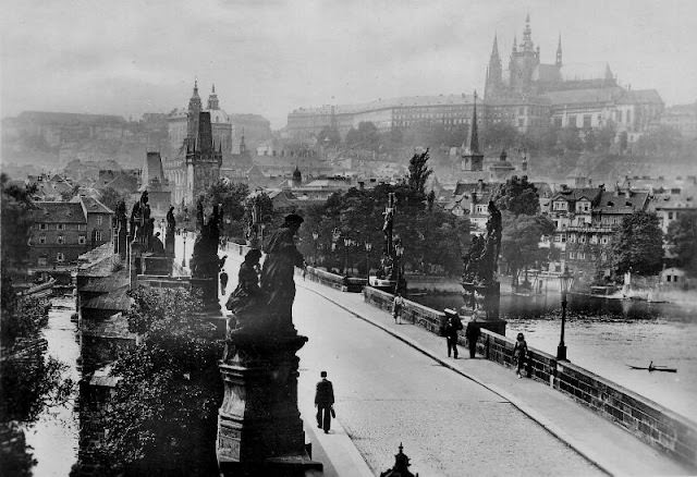 Charles Bridge and Hradčany in Prague, 1945.