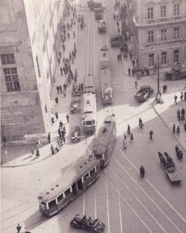 A typical street in Prague, 1945.