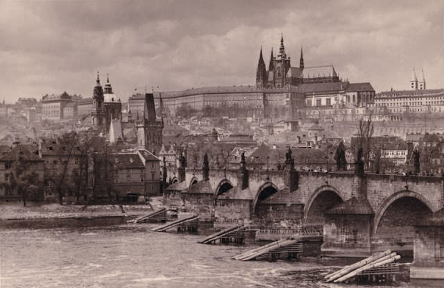 View of Charles Bridge in Prague, 1945.
