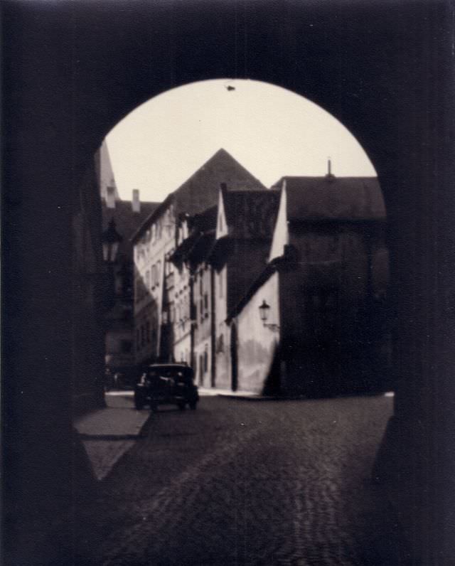 Alchemists' Street/Golden Alley in Hradčany, Prague, 1945.