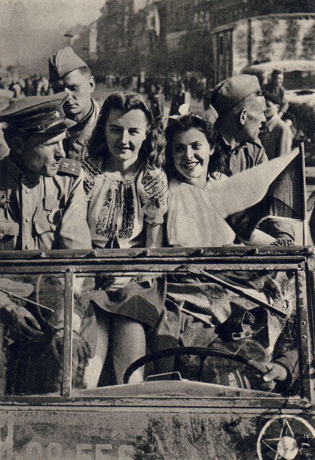 Prague jubilant after its liberation, 1945.