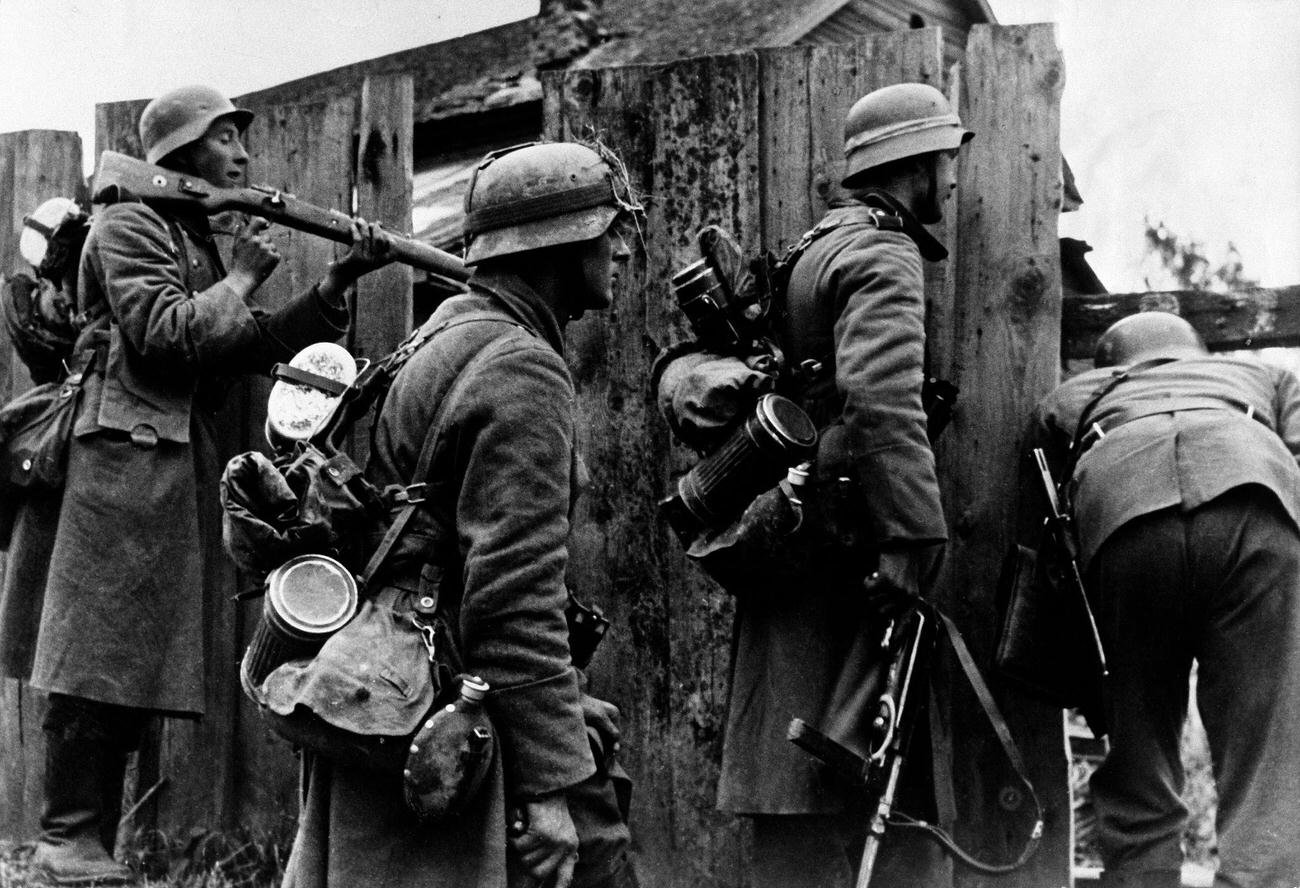 German Soldiers Fighting for a Village Near Leningrad, September 1941