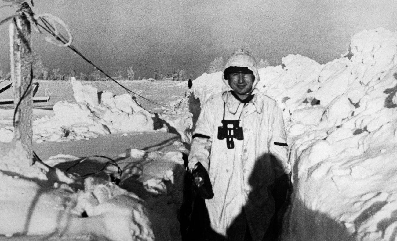 German Soldier in Snow Camouflage, Leningrad, January 1942