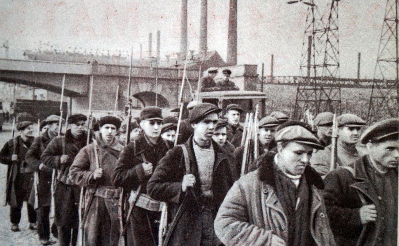 Kirov Factory Volunteers Marching to Defend Leningrad