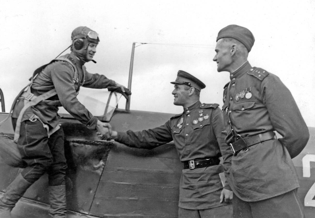 Fighter Pilot Captain Mochalov Returning from Successful Sortie, Leningrad, 1941