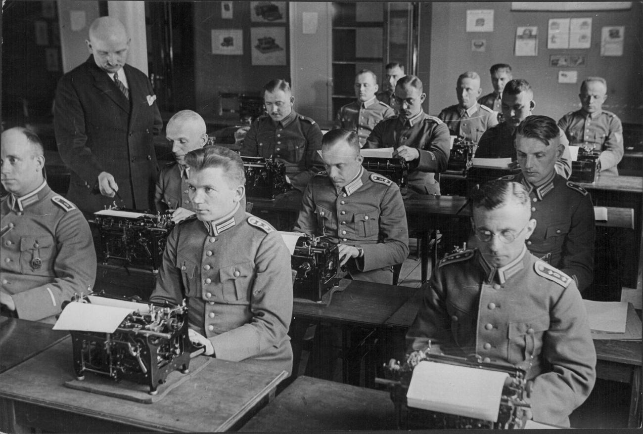 Typing Class at a German Army Profession School, Berlin, Germany, circa 1935-1940.