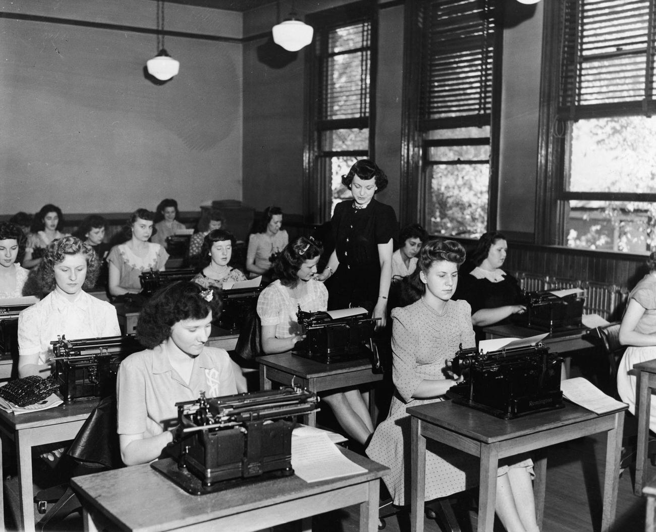 Typing Class in Session, Olyphant, Pennsylvania, 1940