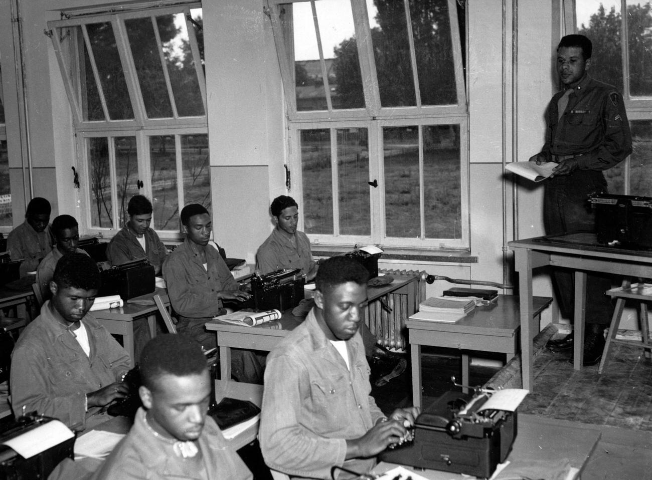 Cpl Jerret D May Instructing a Typing Class, Kitzingen, Germany, 1949