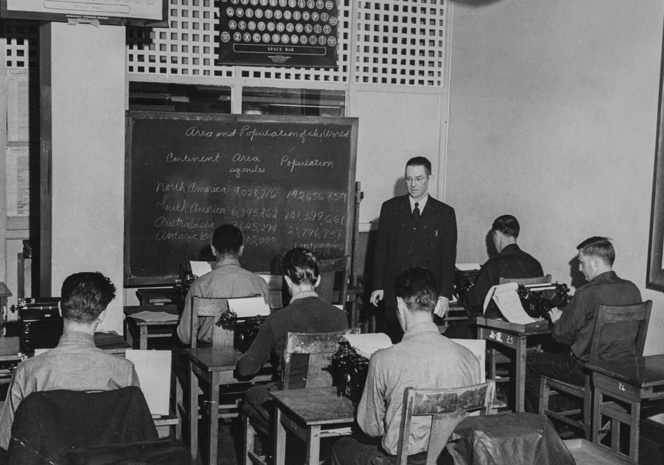 Typing Class for Inmates, San Quentin State Prison, California, 1949