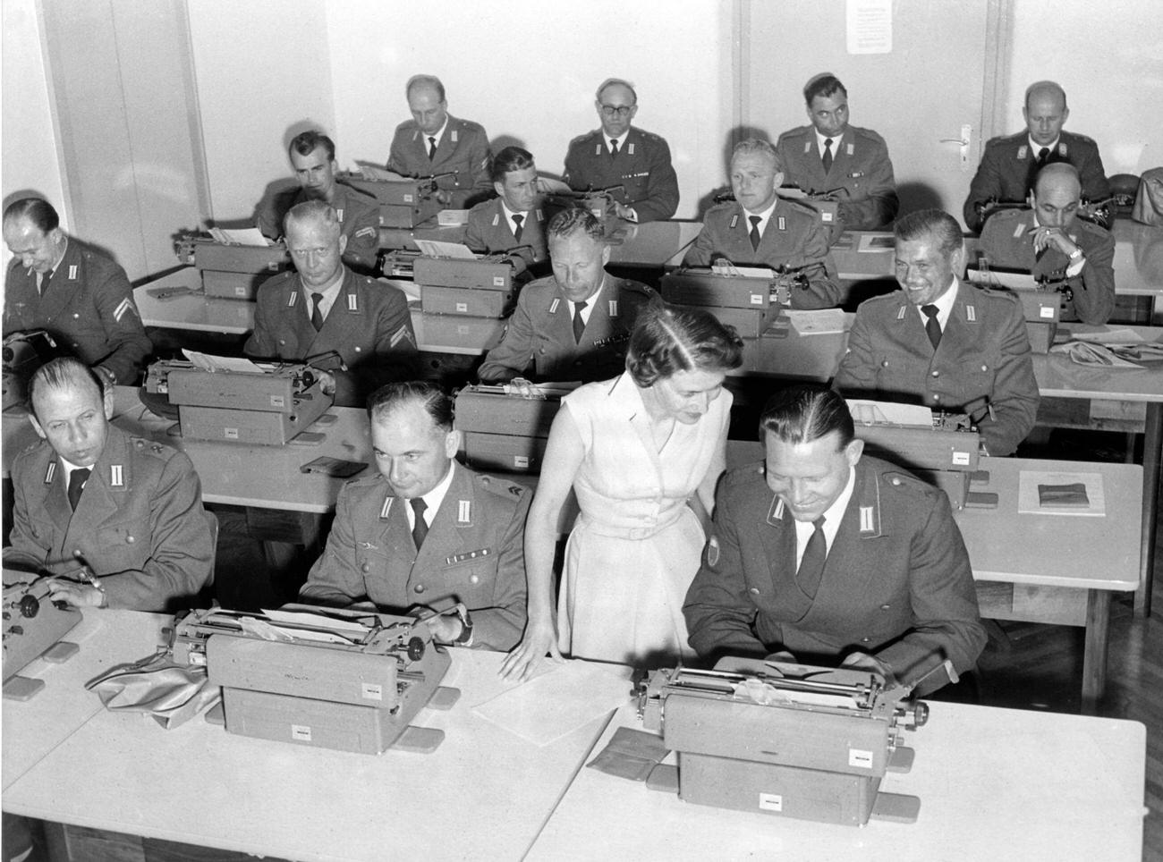 Typing Lesson at German Armed Forces College, Stuttgart, 1958