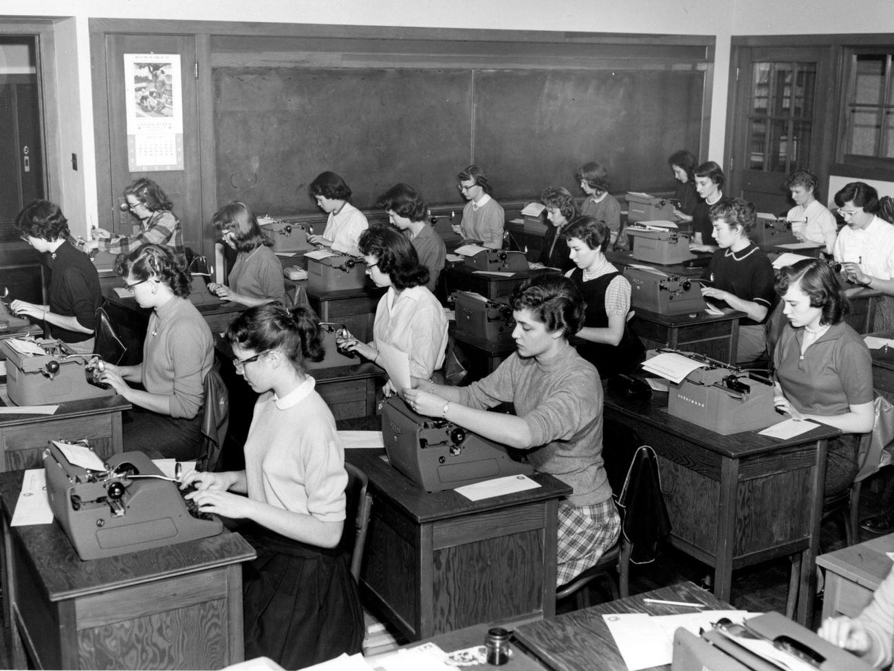 Girls in Typing Class, Late 1950s or Early 1960s