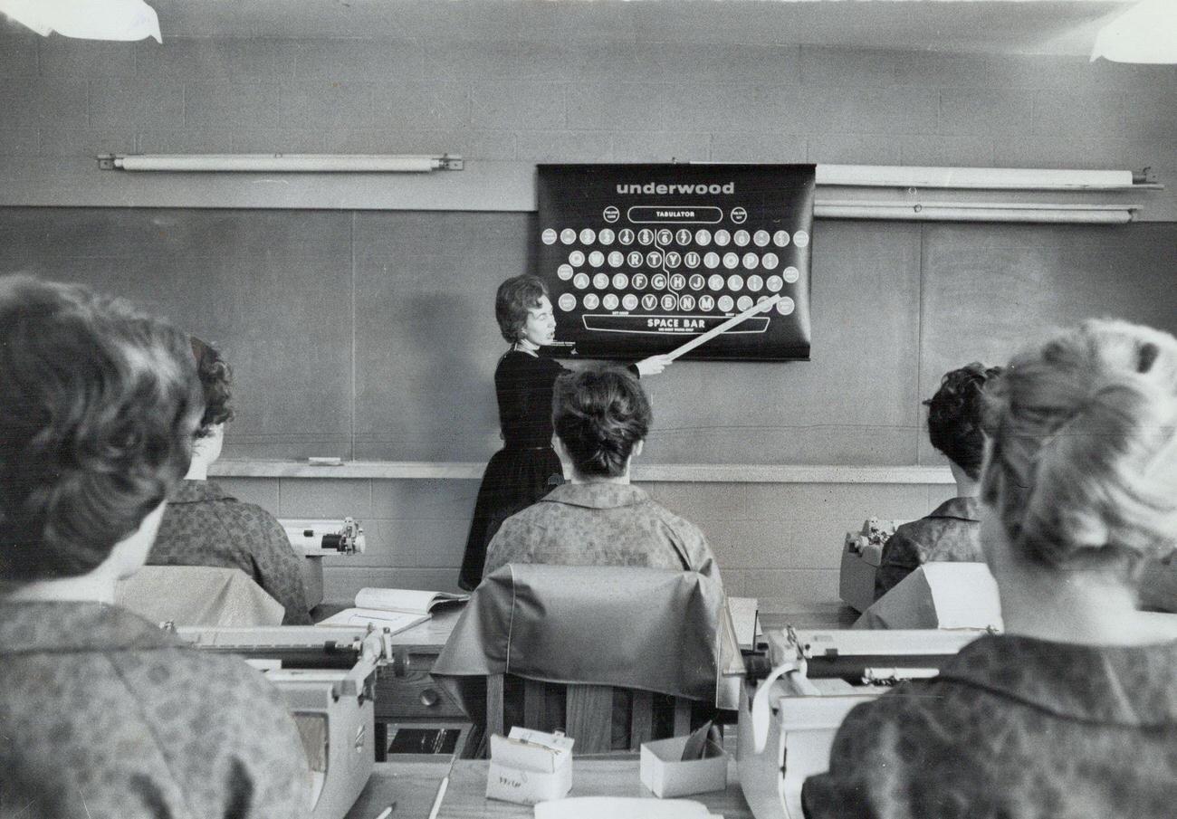 Typing Students at Ingleside Women's Guidance Centre, Canada, 1964