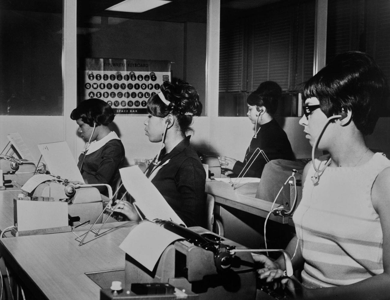 Students Learning to Increase Typing Speed, New York City, 1965
