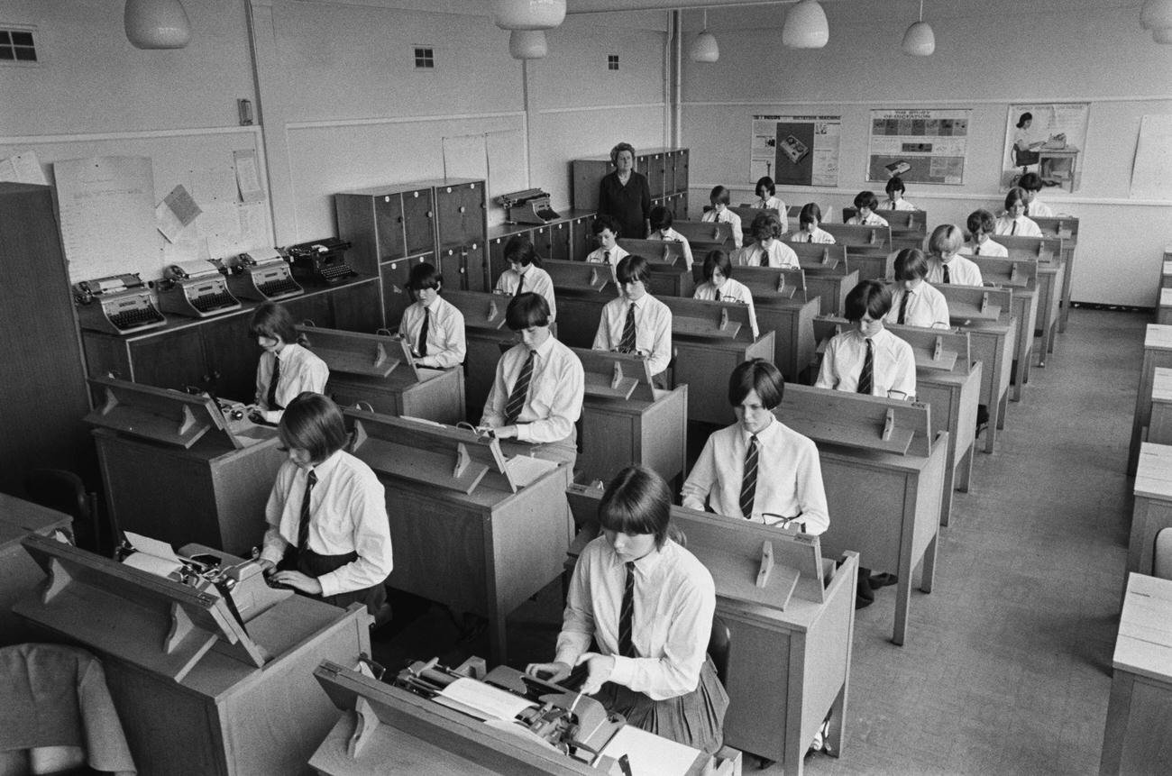 Secondary School Typing Class, Birmingham, England, 1966