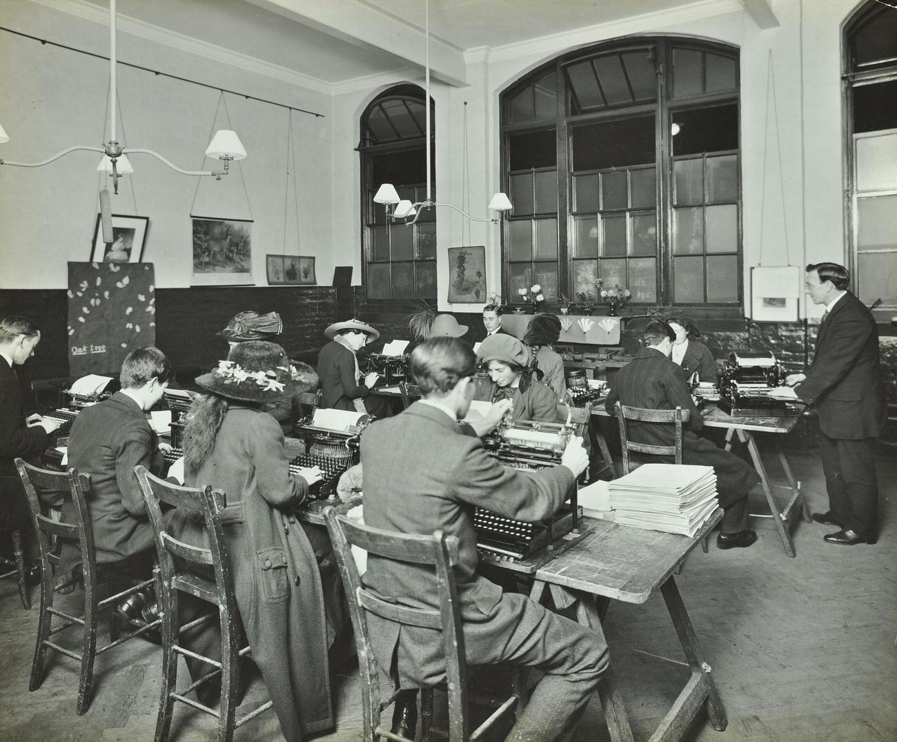 Typewriting class at Hammersmith Commercial Institute, London, 1913.