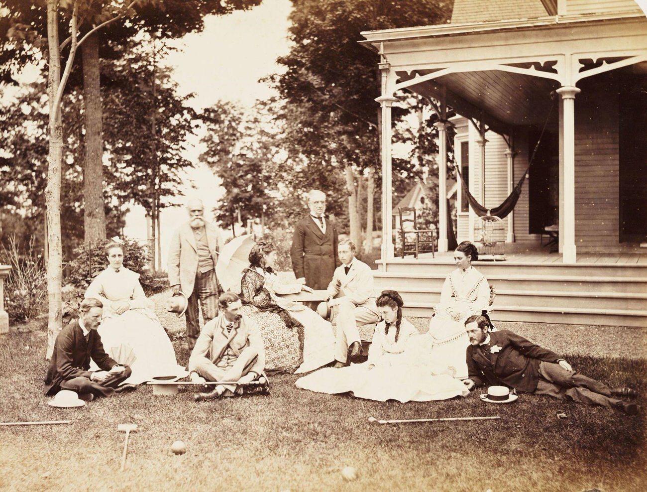 Sir Hugh Allen and family at their villa in Belmere, Canada, 1860.