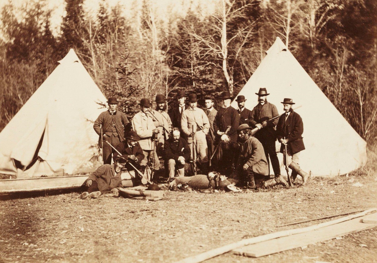 Prince Arthur's hunting party in Canada, with Albert, Prince of Wales, 1860.