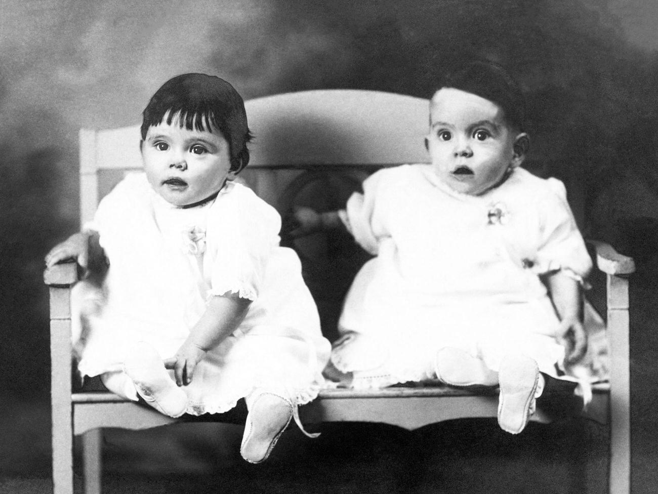 Two Victorian babies, 1890s.