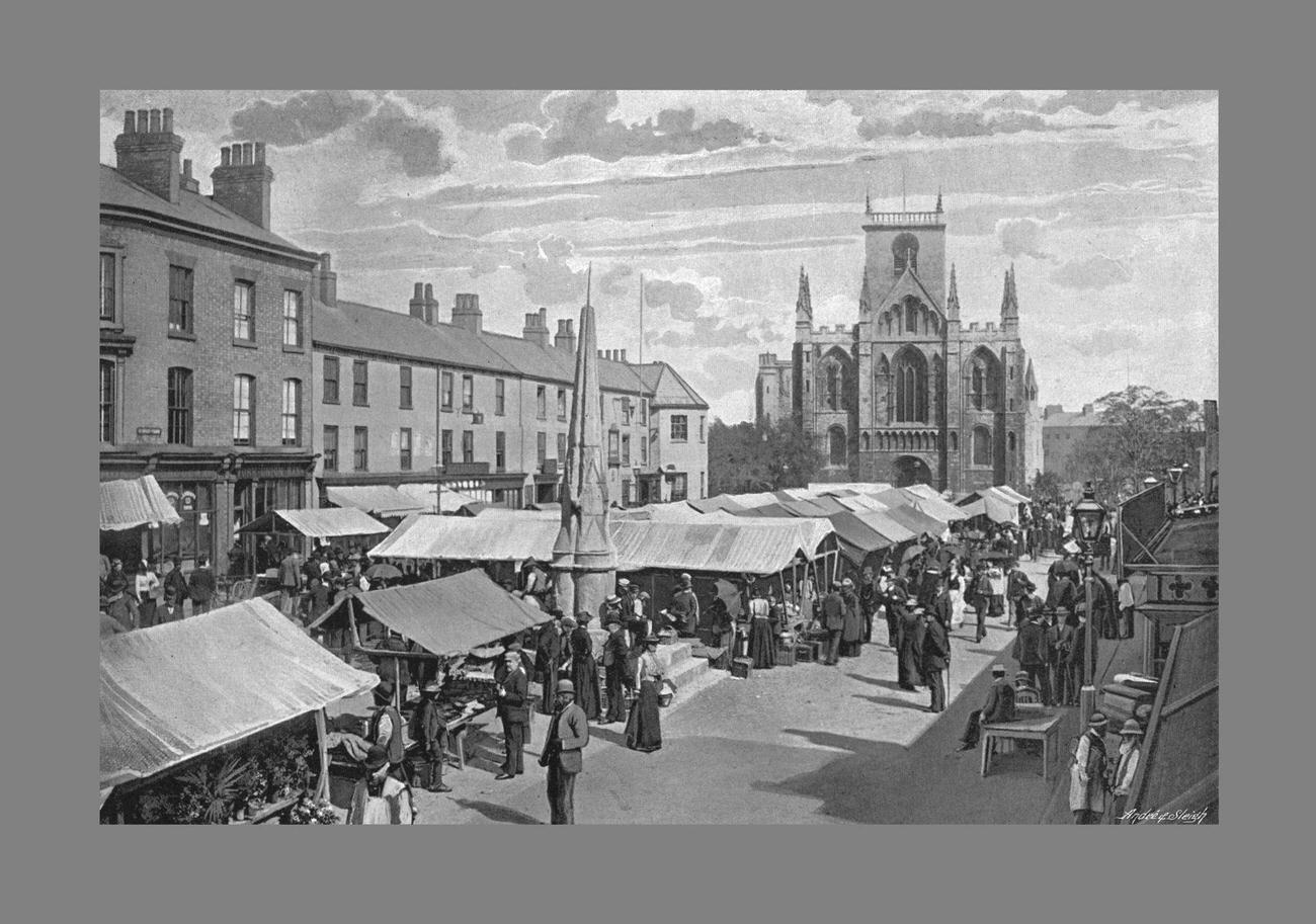 Market Place in Selby, circa 1900.