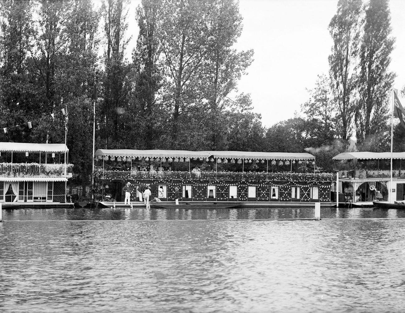 Houseboats moored on the River Thames, Henley-on-Thames, Oxfordshire, 1900s