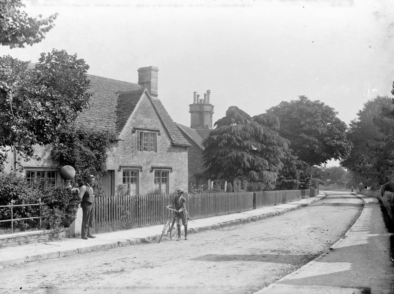 View of a street in Hatherop, Gloucestershire, 1900s