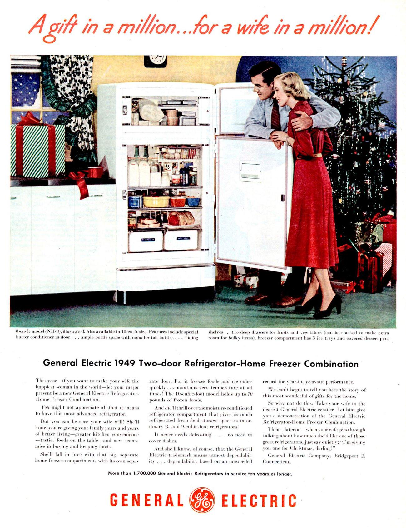 General Electric fridge and freezer ad, 1949.