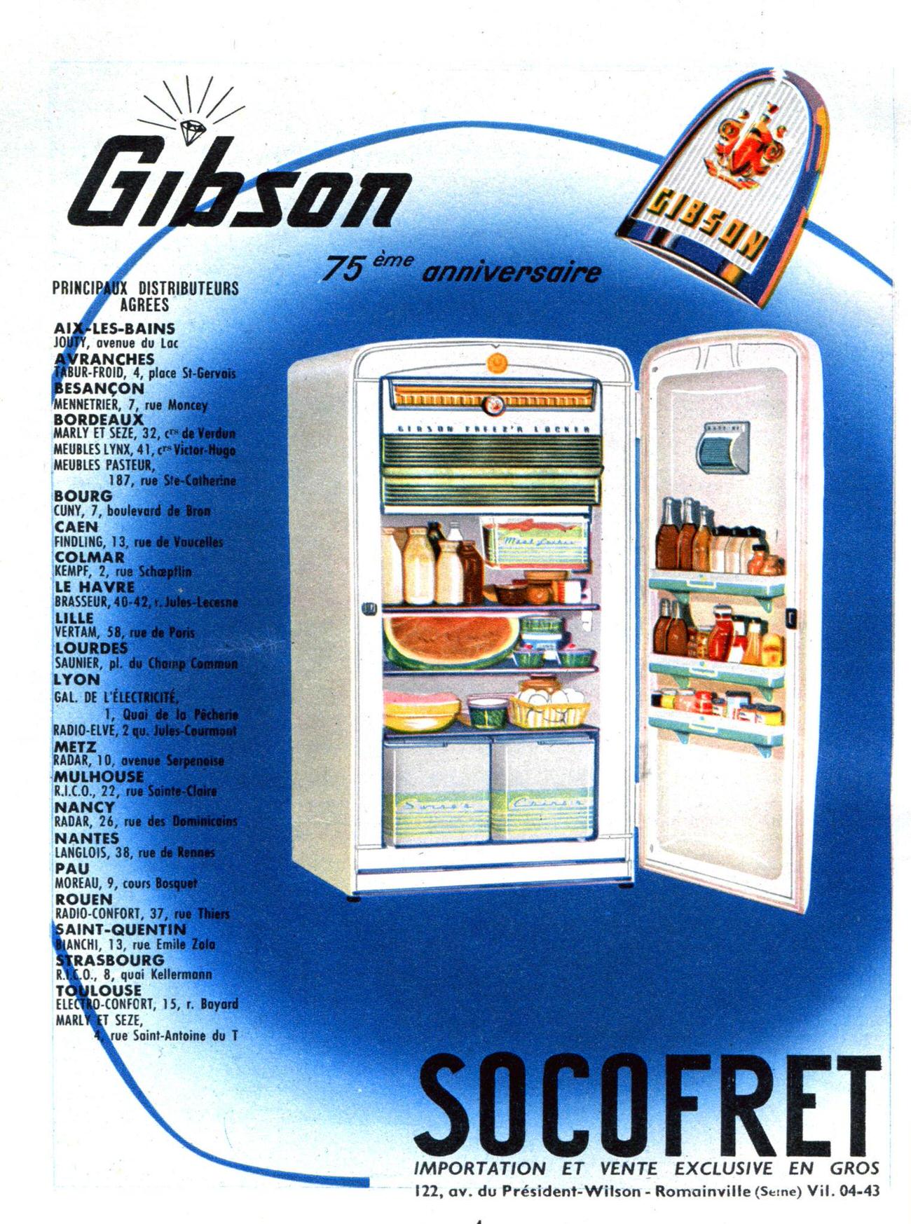 Gibson refrigerator ad, March 1952.
