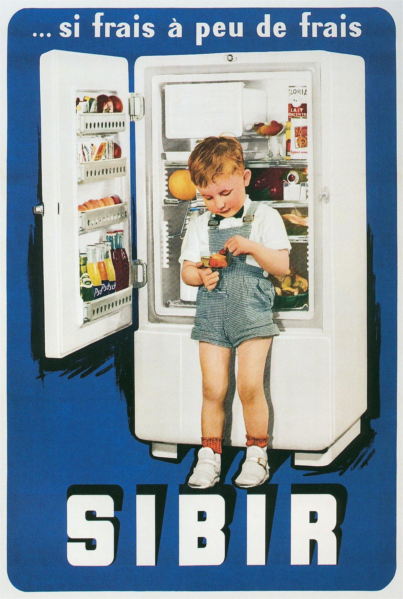 French Sibir refrigerator ad, "…si frais a peu de frais."
