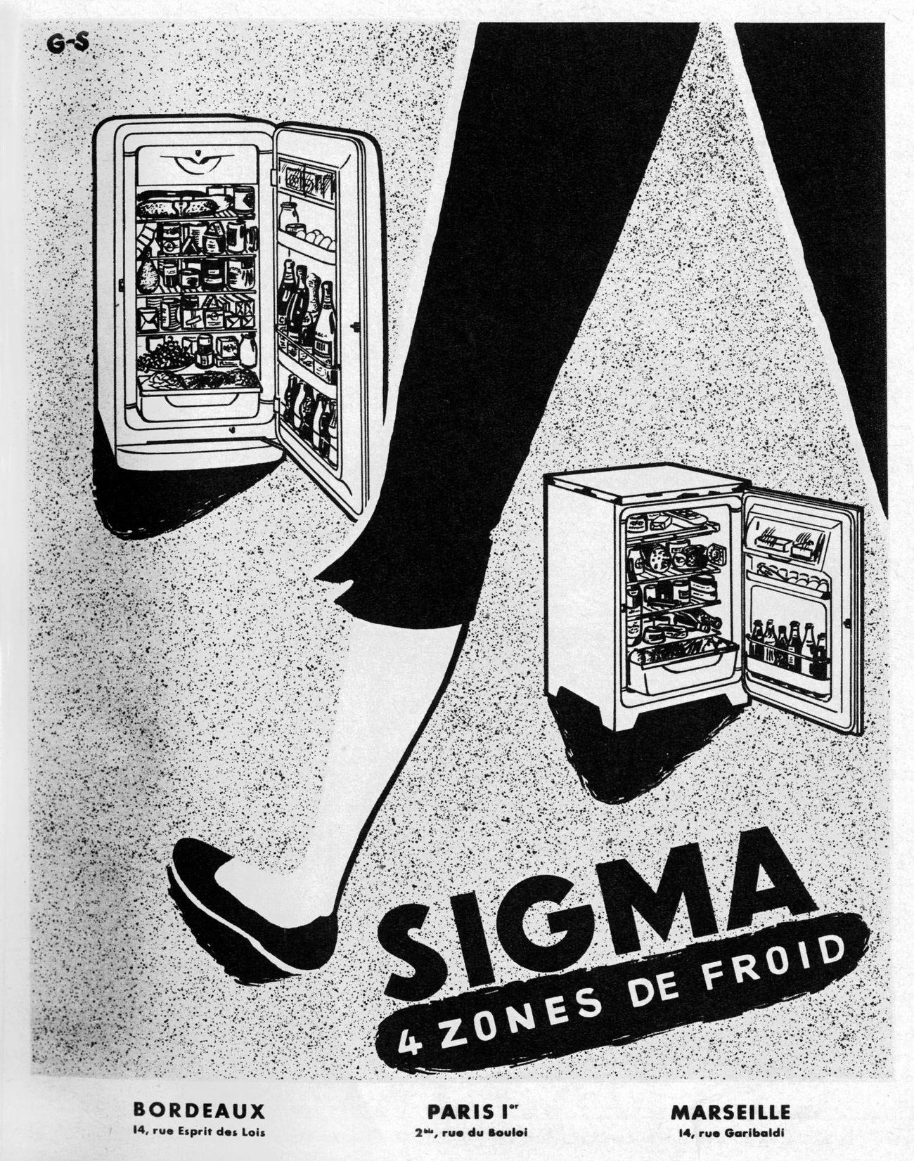 Sigma fridge ad, April 1958.