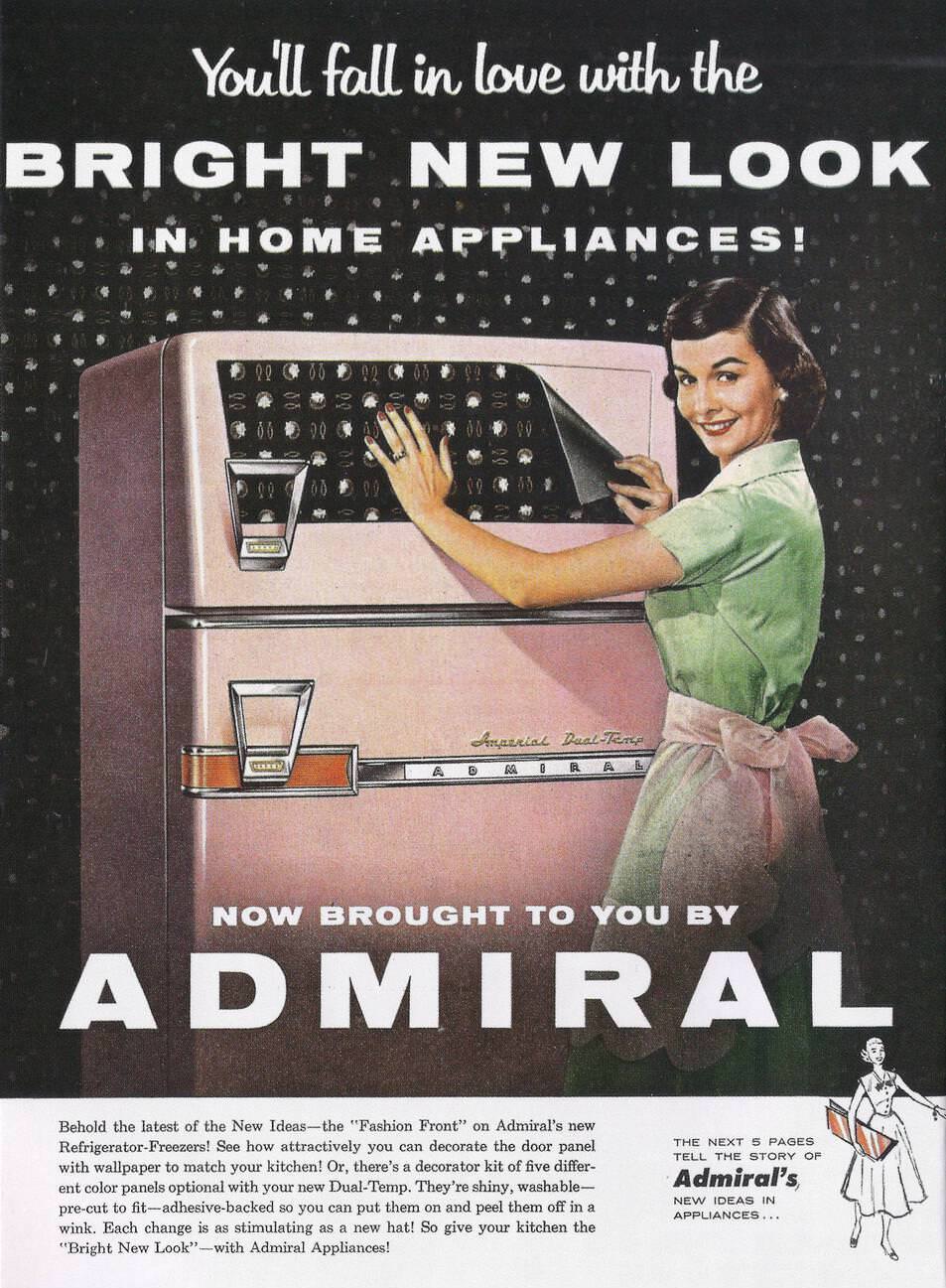 Admiral Refrigerator-Freezer ad, 1956.