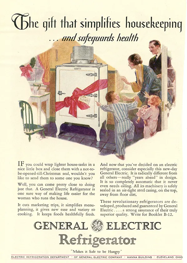 General Electric Refrigerator print ad, 1930.