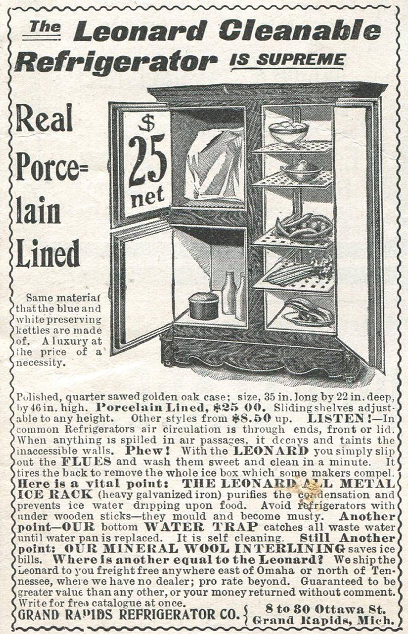 Grand Rapids Refrigerator Company ad, 1901.