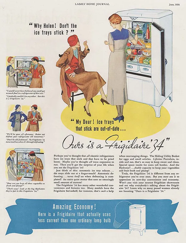 Frigidaire Refrigerator, 1934.