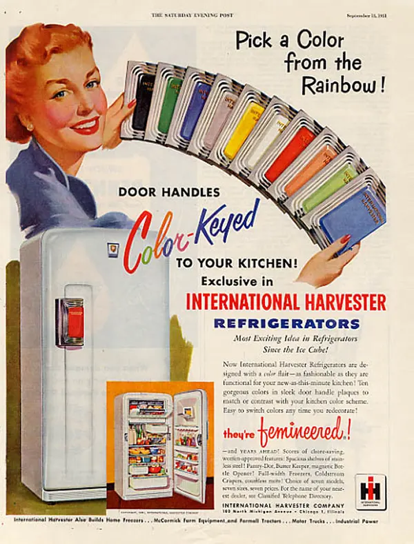 International Harvester Refrigerator ad, 1950s.