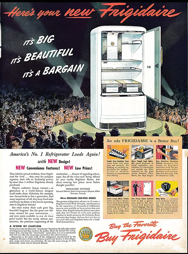 Frigidaire ad, 1940.