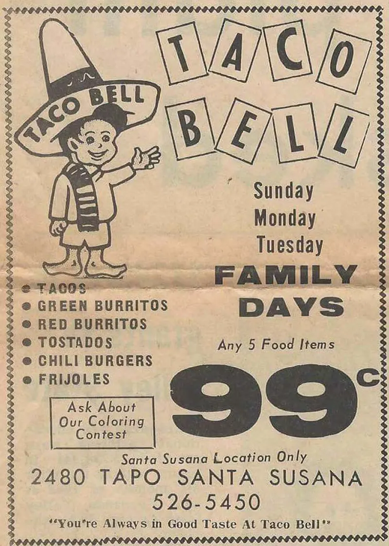 Vintage Taco Bell ad, 1970s.