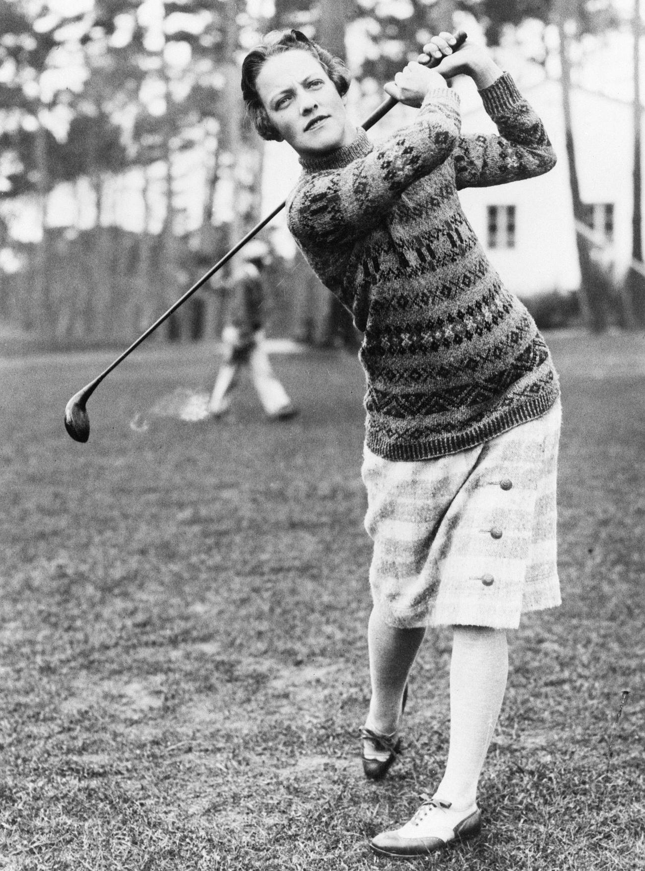 Miriam Burns Horn golfing, Pebble Beach, March 5, 1928.