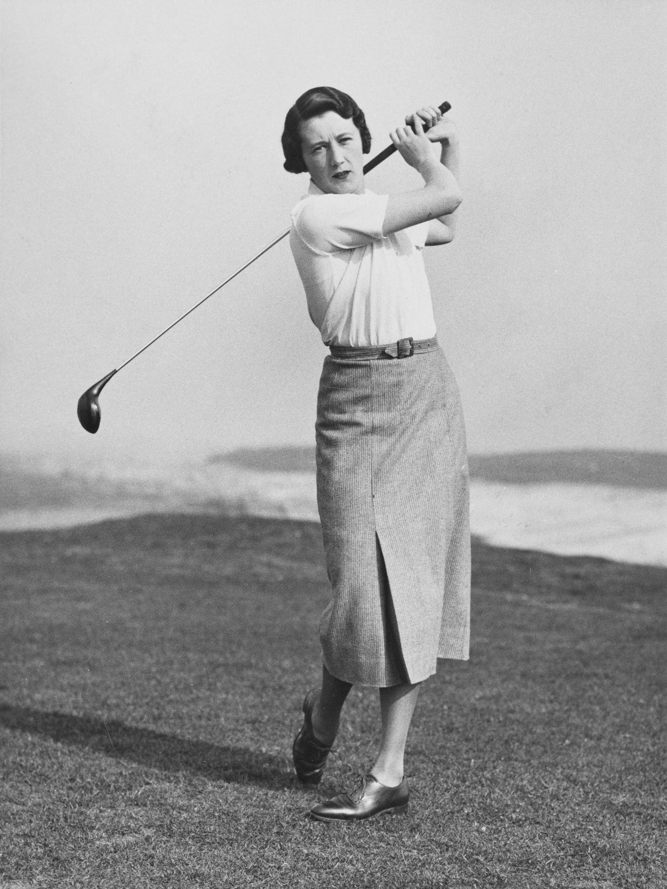 Marjorie Ross Garon at Women's Amateur Golf Championship, Royal Porthcawl Golf Club, May 14, 1934.
