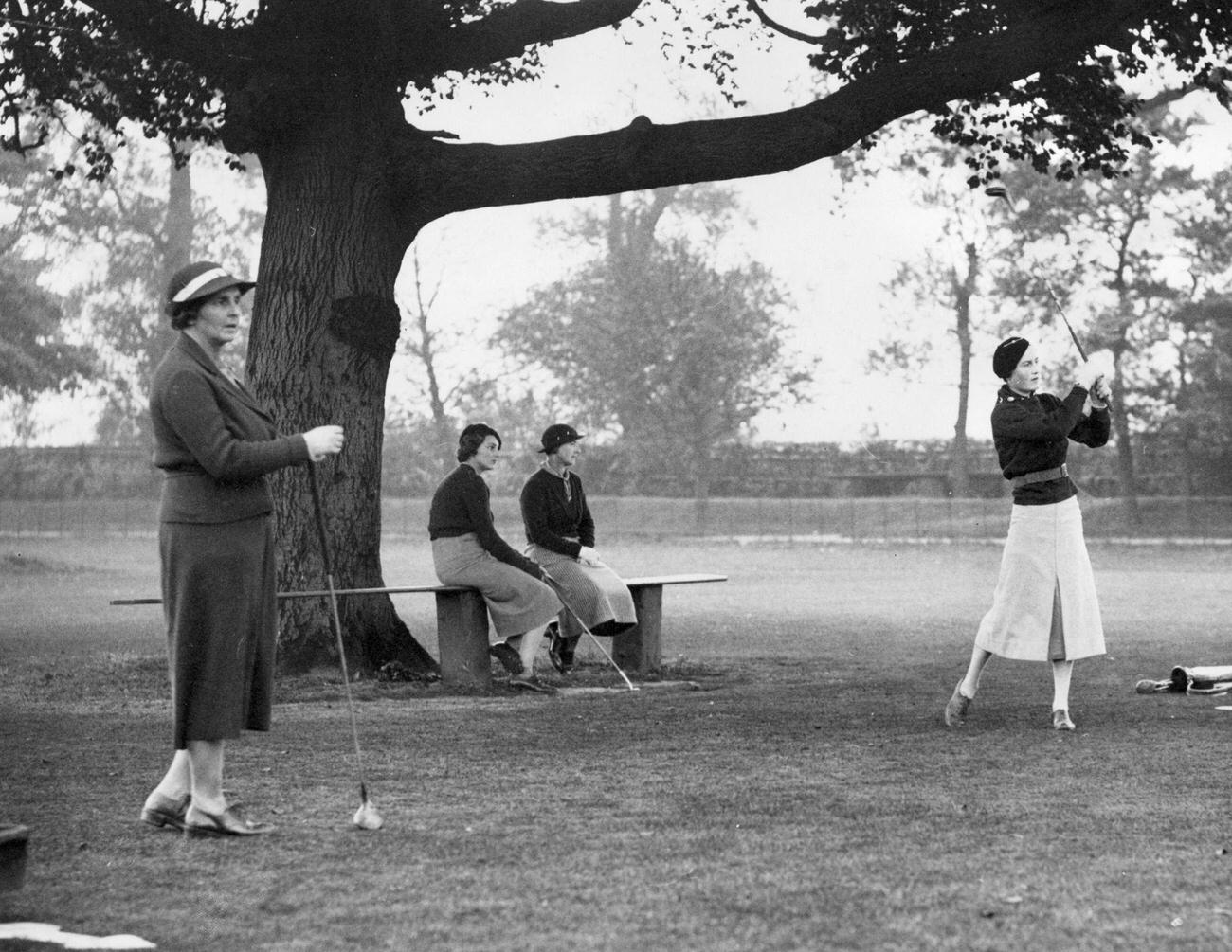Mrs. Ian Waters at Autumn Foursomes, Ranelagh, October 6, 1936.