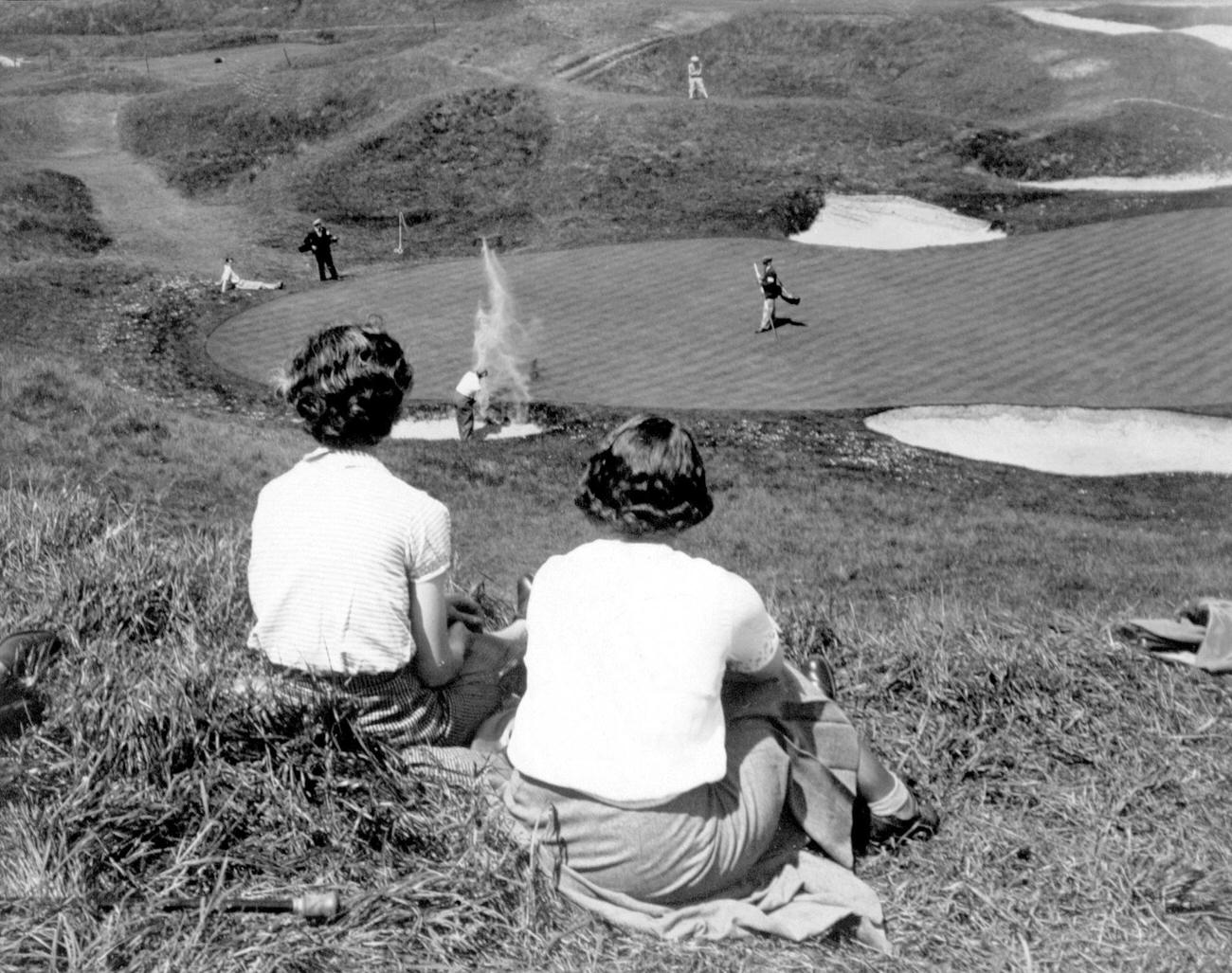 Spectators watching Francis Ricardo at Royal St George's, Sandwich, Kent.