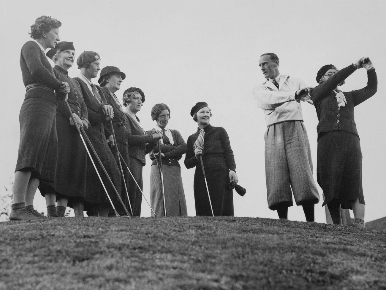 Keith Dalby correcting swing, Finchley Golf Club, October 23, 1937.