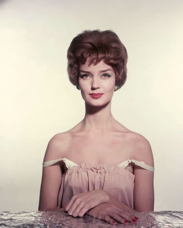 Dolores Hawkins in a photo intended for collage use, 1959.