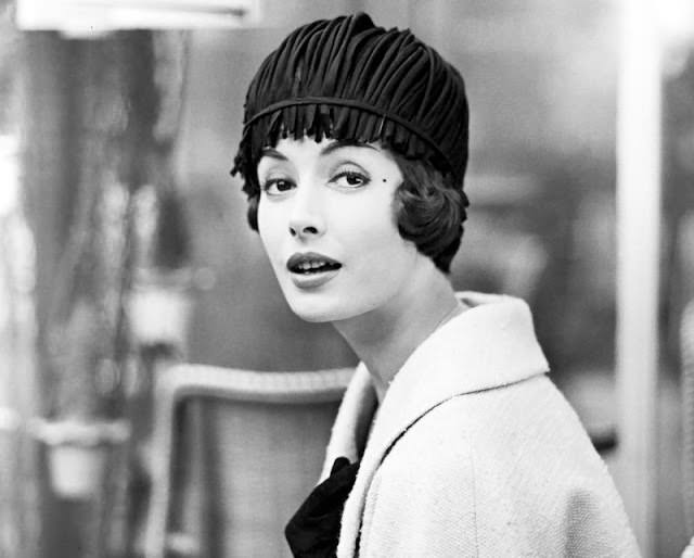 Gitta Schilling wearing hat by Laroche, 1958.