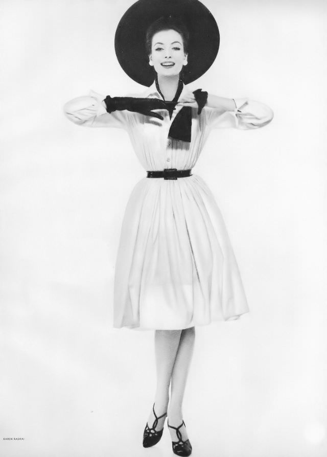 Gitta Schilling in shirt-dress by Anne Fogarty, May 1, 1959.