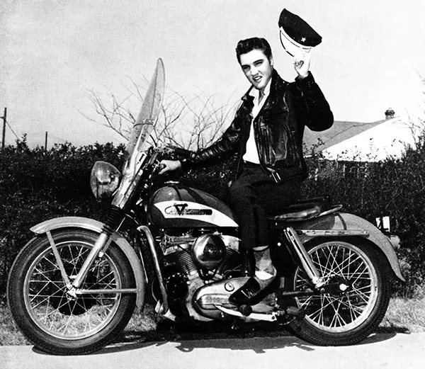 Elvis Presley on a Harley.