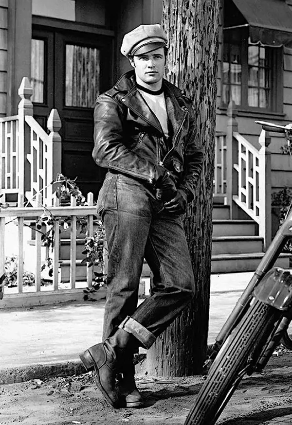 Marlon Brando on the set of “The Wild One.”