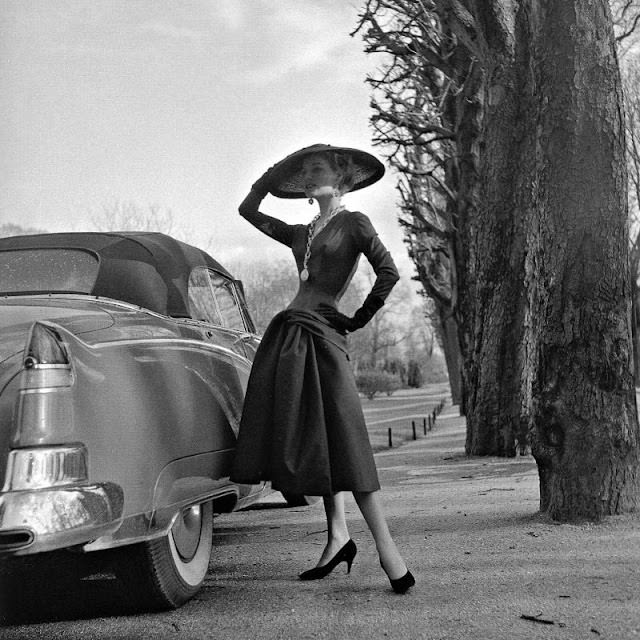 Stella in a dress by Jacques Fath, Paris, 1955.
