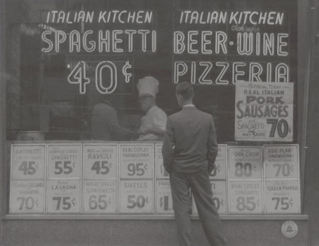 Italian Kitchen storefront, New York City, September 1956